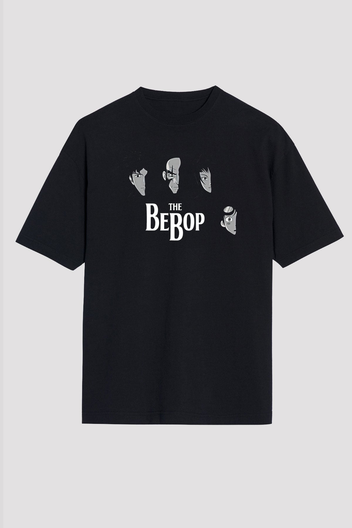 Cowboy Bebop Baskılı Unisex Siyah Oversize Tişört - Tshirt