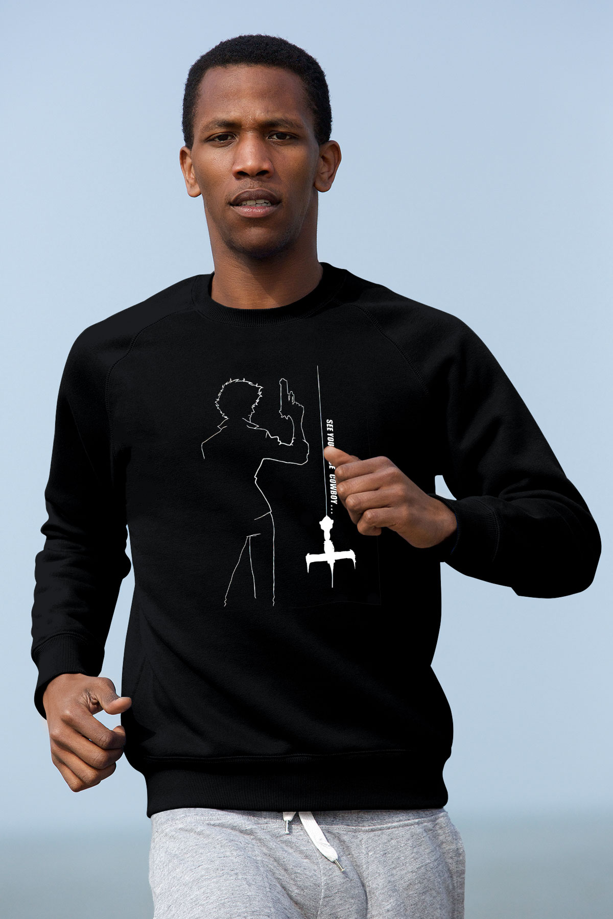 Cowboy Bebop Baskılı Unisex Siyah Sweatshirt