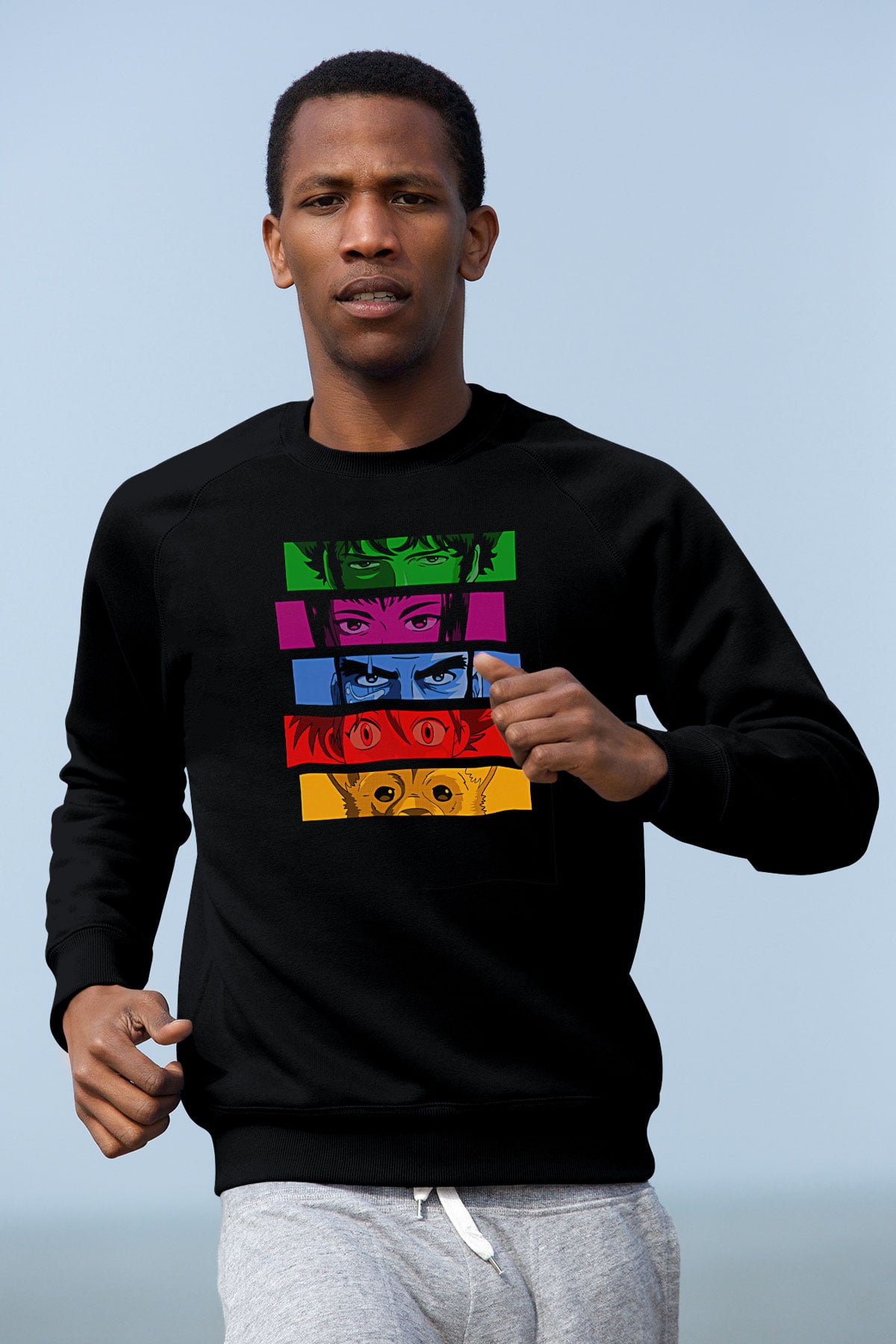 Cowboy Bebop Baskılı Unisex Siyah Sweatshirt