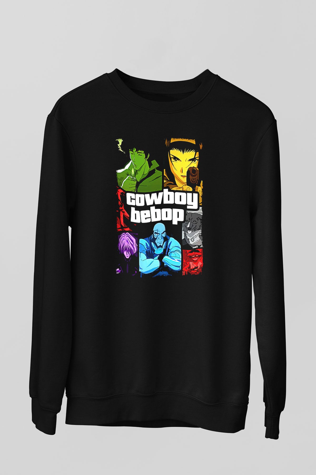 Cowboy Bebop Baskılı Unisex Siyah Sweatshirt