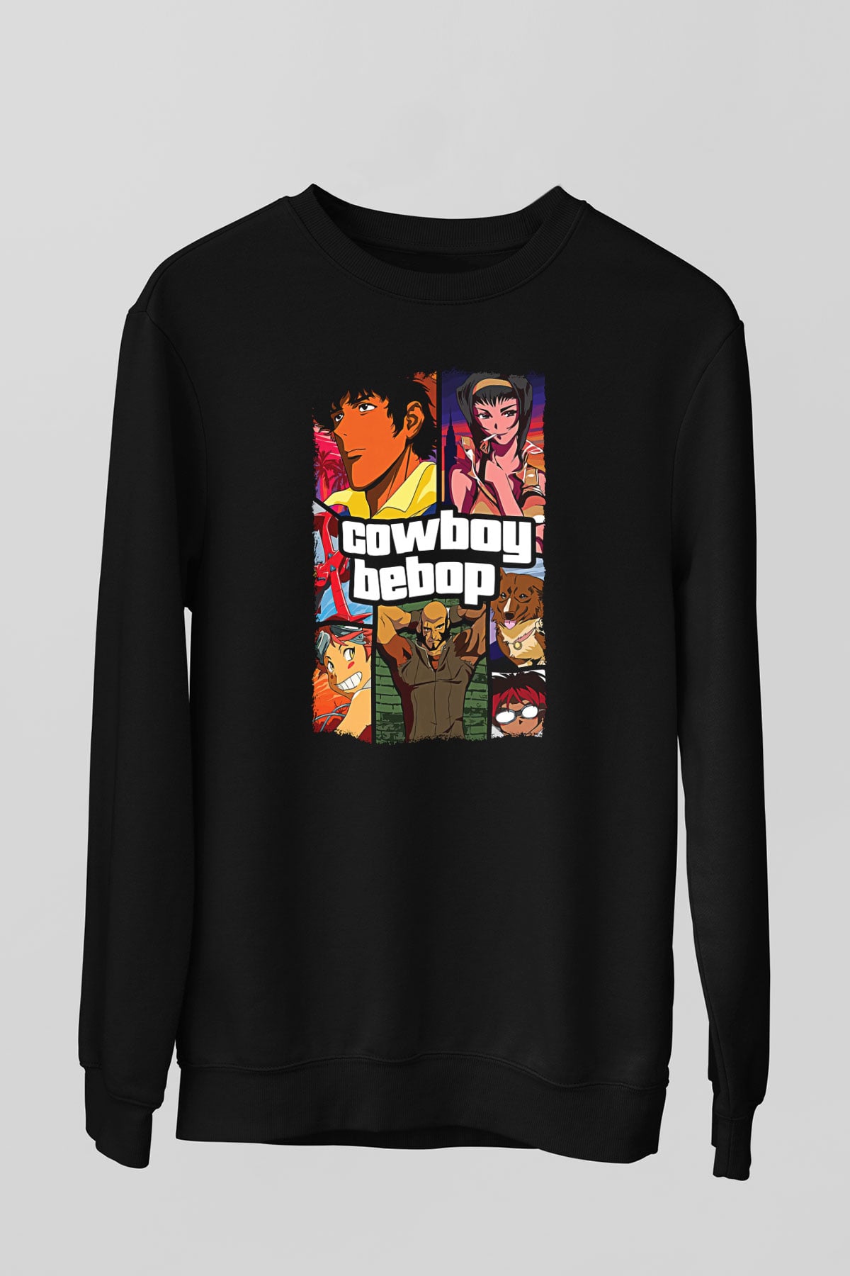 Cowboy Bebop Baskılı Unisex Siyah Sweatshirt
