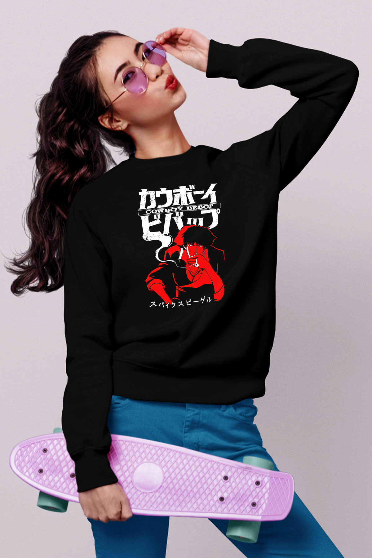 Cowboy Bebop Baskılı Unisex Siyah Sweatshirt