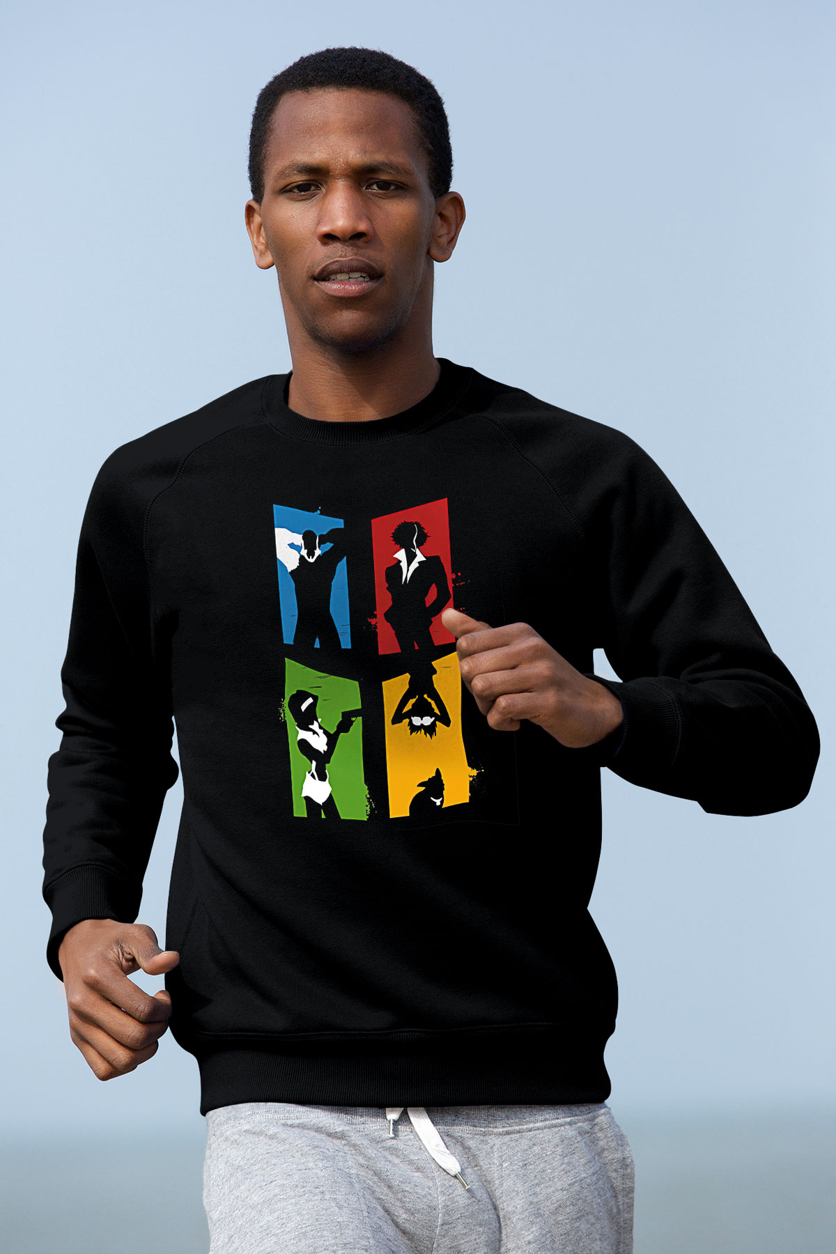 Cowboy Bebop Baskılı Unisex Siyah Sweatshirt