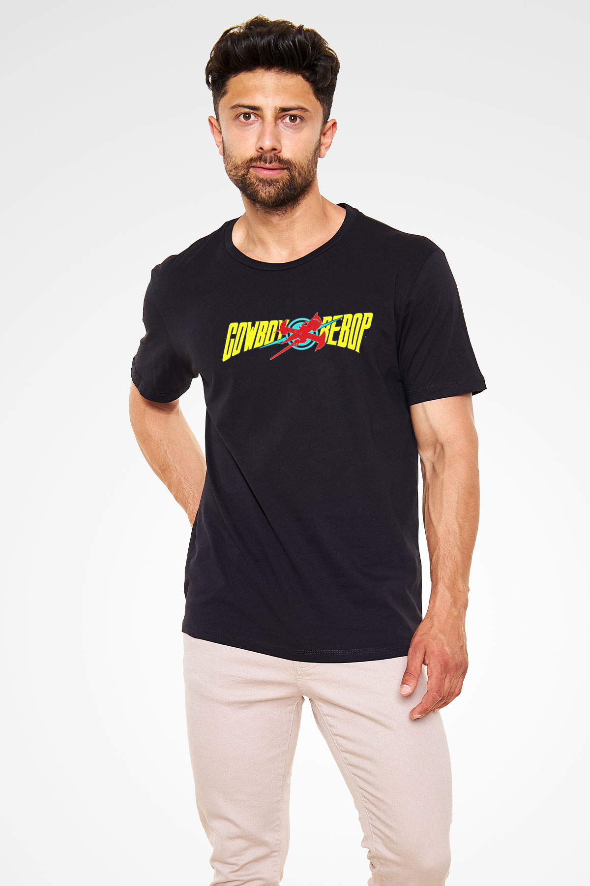 Cowboy Bebop Baskılı Unisex Siyah Tişört - Tshirt