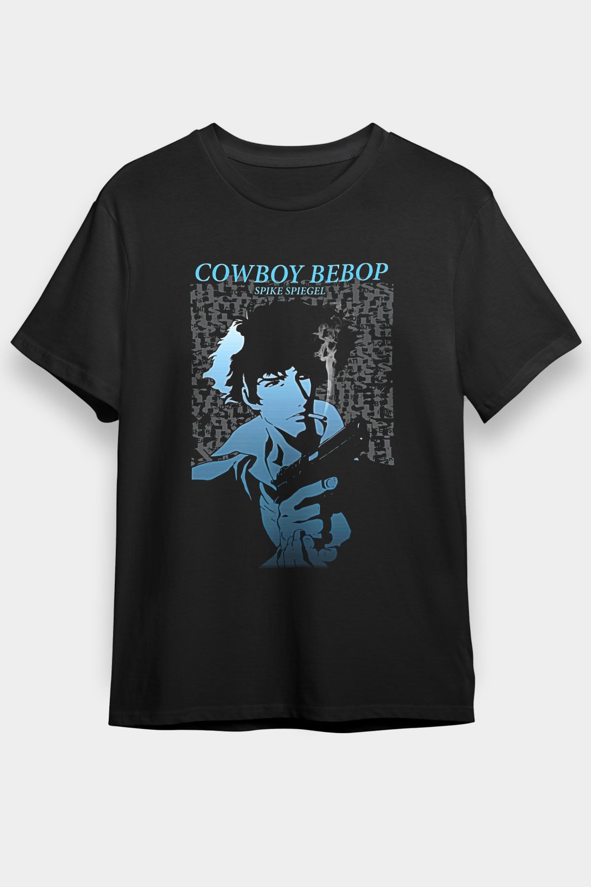 Cowboy Bebop Baskılı Unisex Siyah Tişört - Tshirt