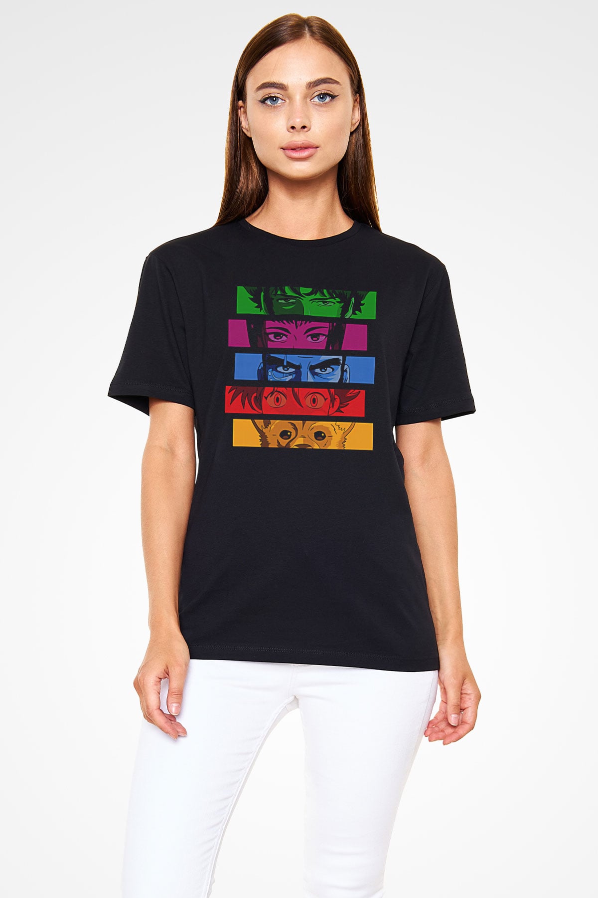 Cowboy Bebop Baskılı Unisex Siyah Tişört - Tshirt