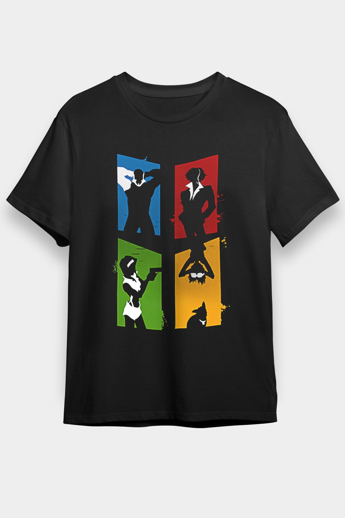 Cowboy Bebop Baskılı Unisex Siyah Tişört - Tshirt