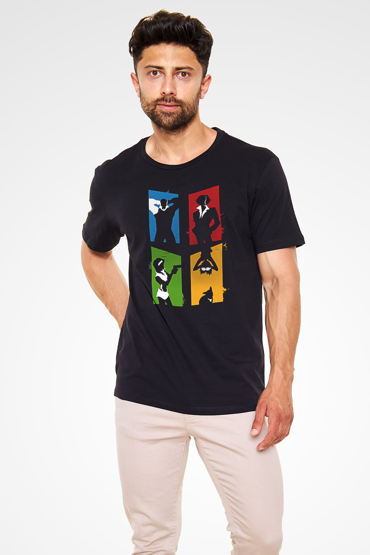 Cowboy Bebop Baskılı Unisex Siyah Tişört - Tshirt