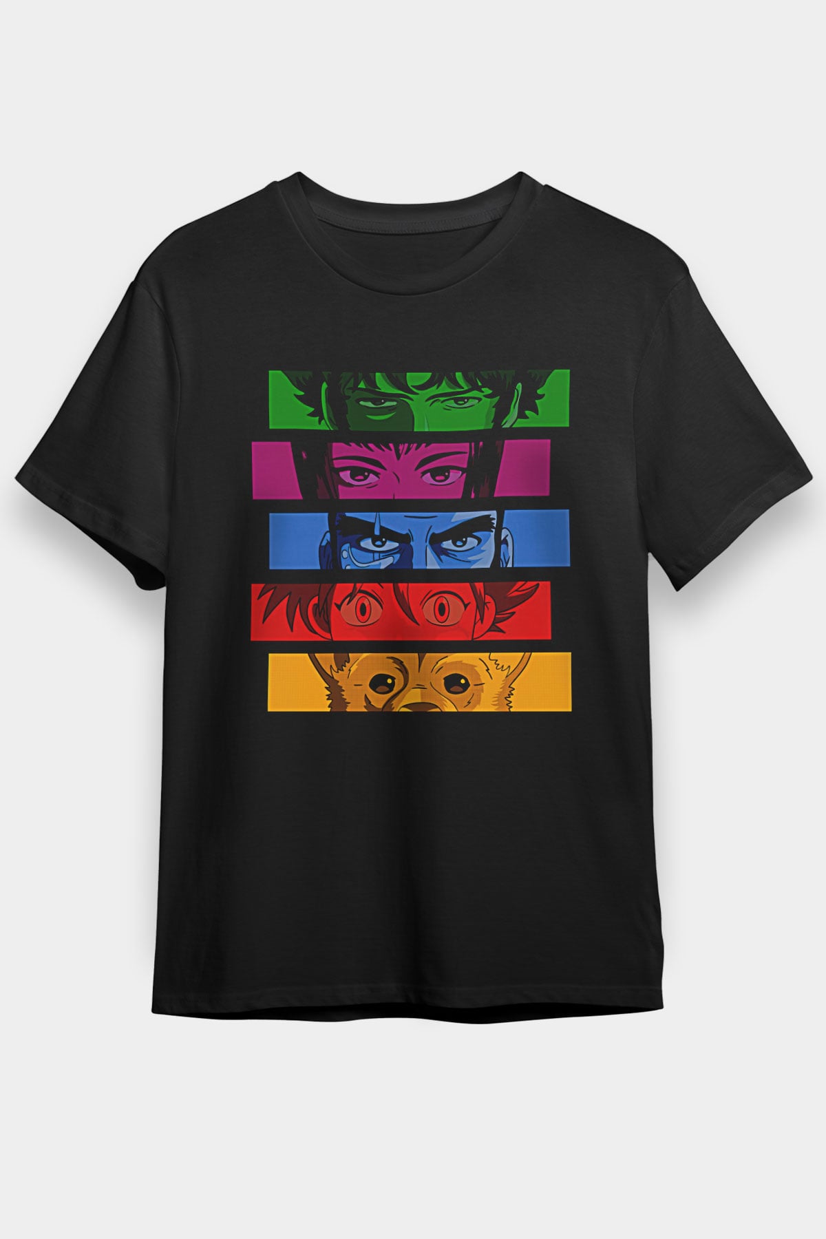 Cowboy Bebop Baskılı Unisex Siyah Tişört - Tshirt