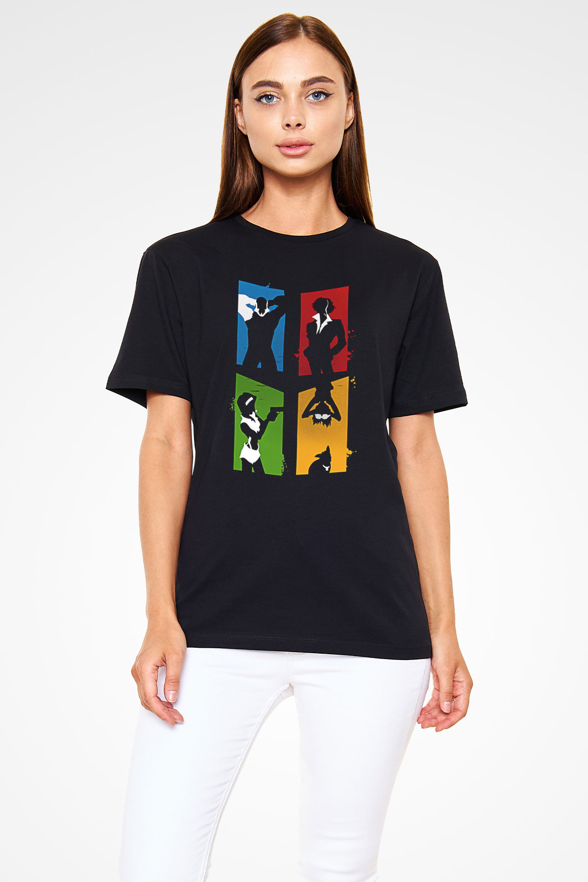 Cowboy Bebop Baskılı Unisex Siyah Tişört - Tshirt