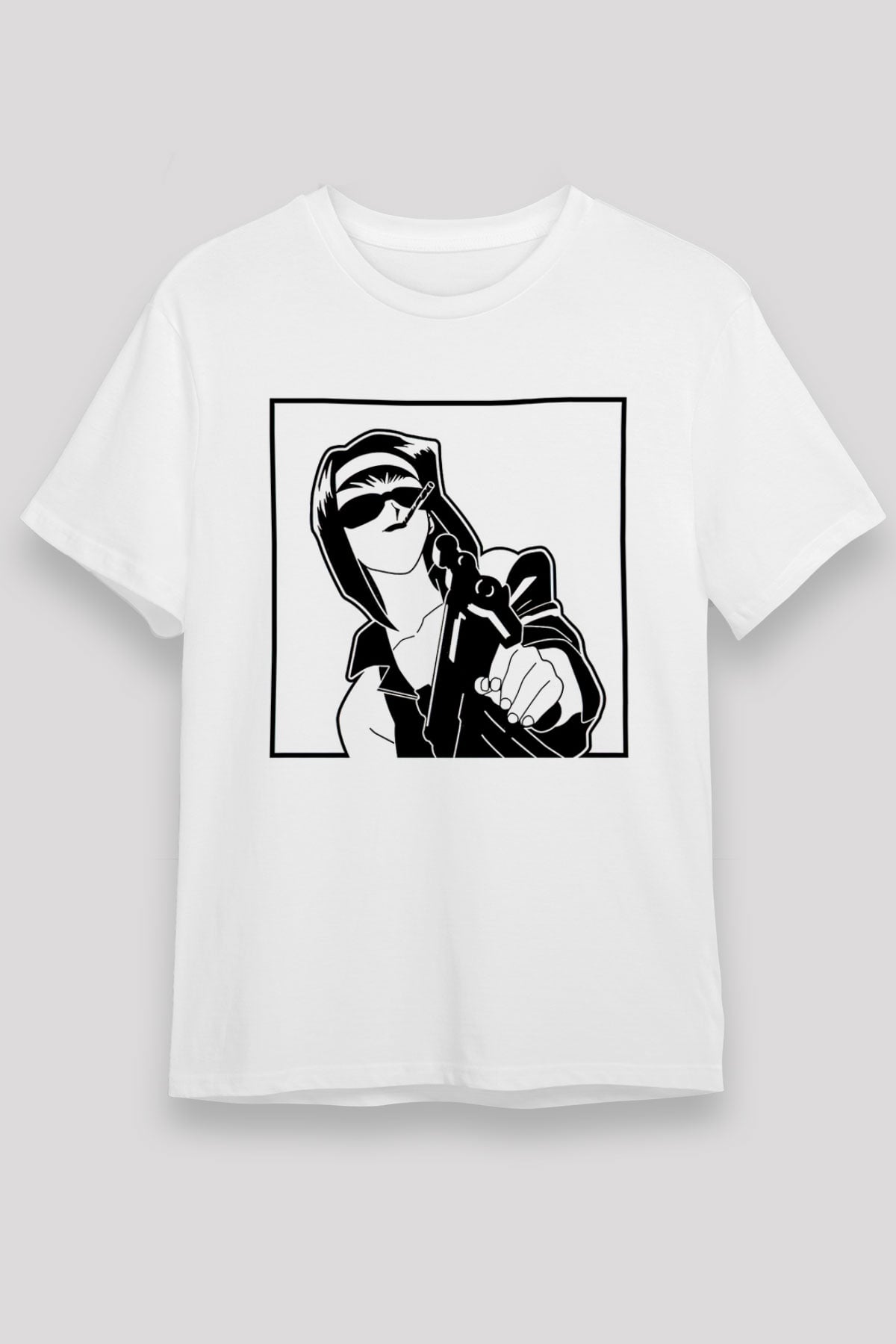 Cowboy Bebop Unisex Baskılı Beyaz Tişört - Tshirt