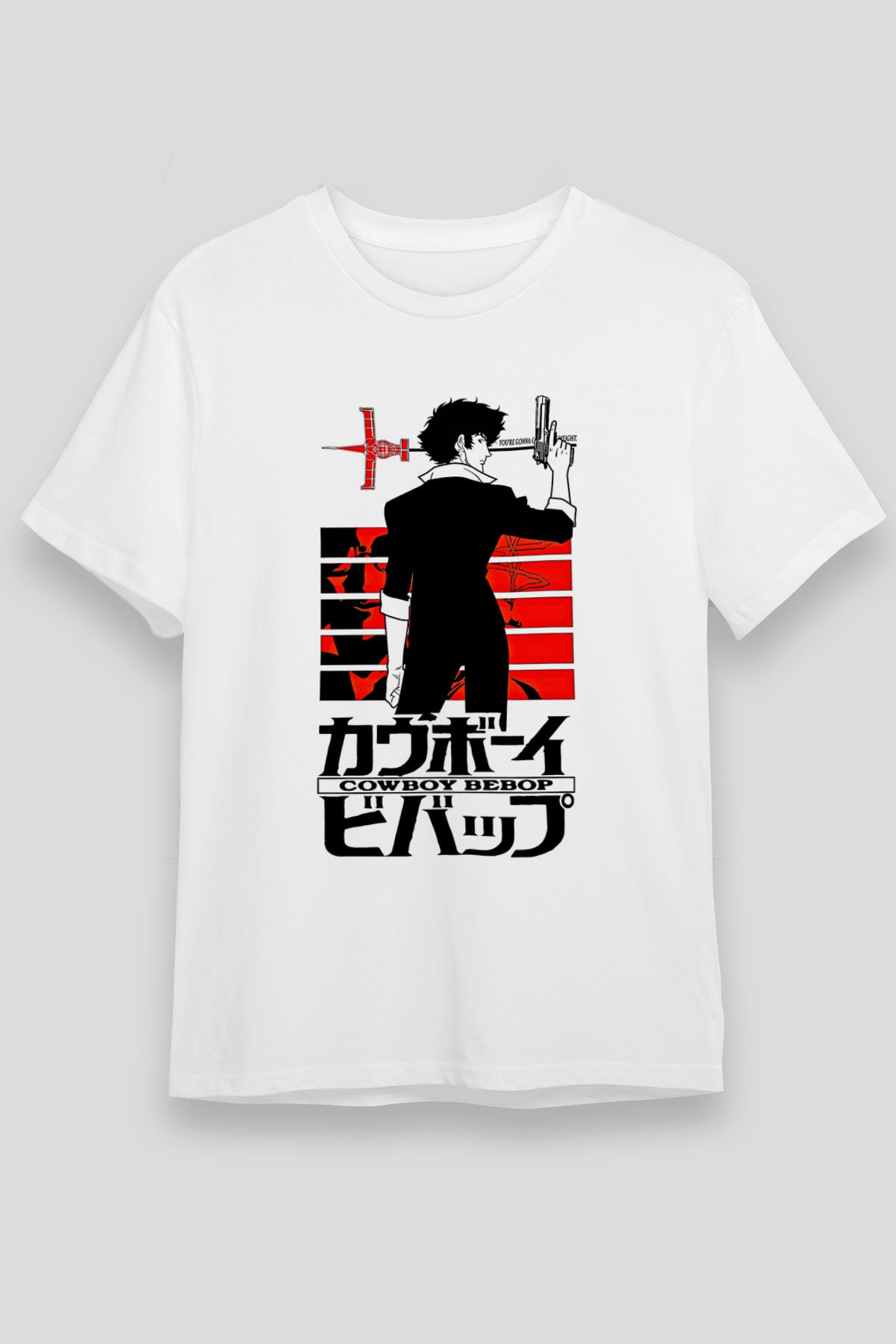 Cowboy Bebop Unisex Baskılı Beyaz Tişört - Tshirt