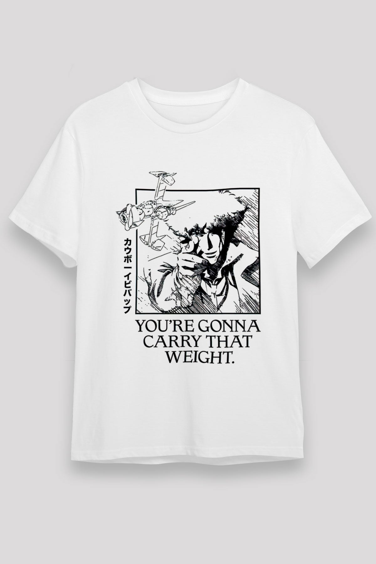 Cowboy Bebop Unisex Baskılı Beyaz Tişört - Tshirt
