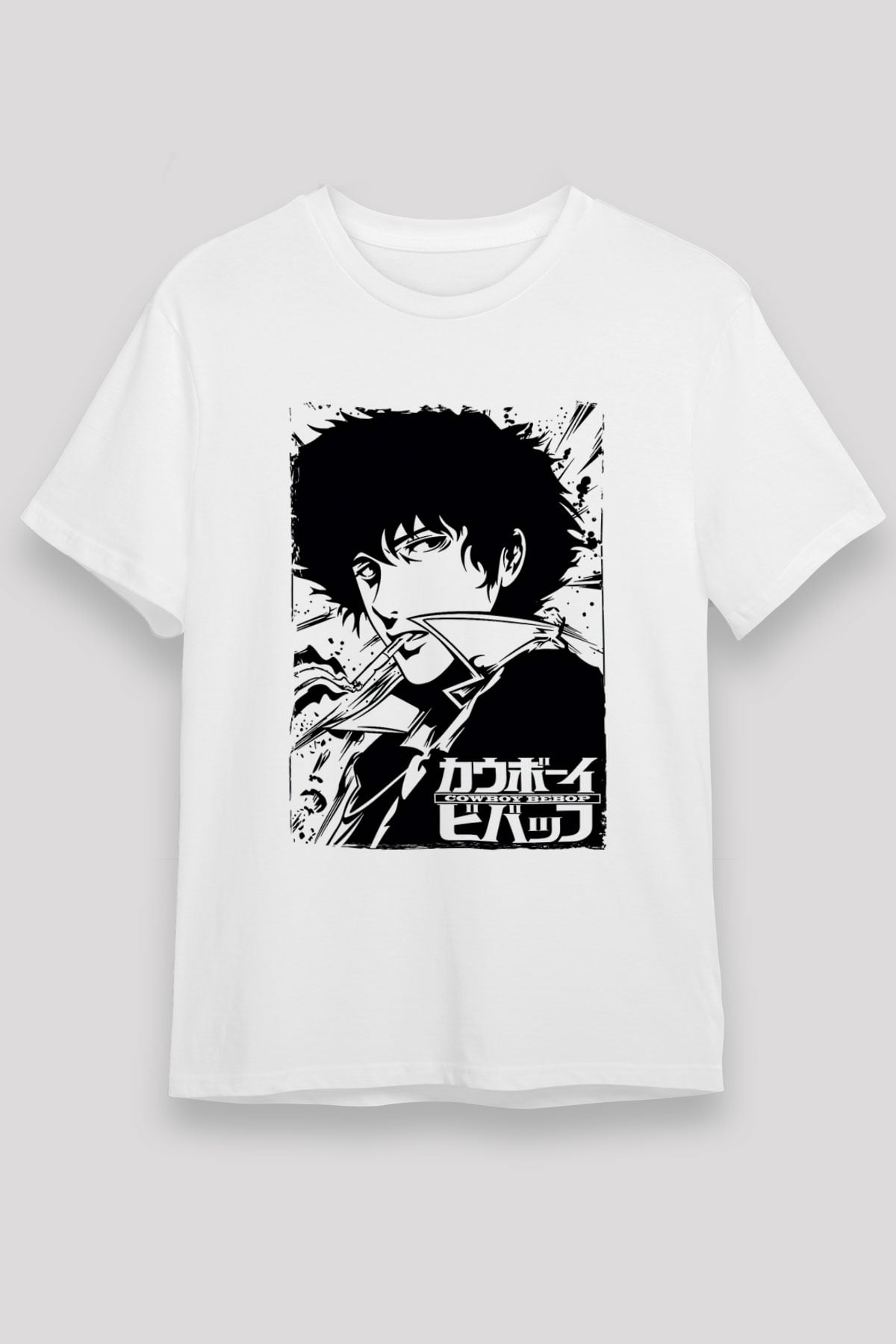 Cowboy Bebop Unisex Baskılı Beyaz Tişört - Tshirt