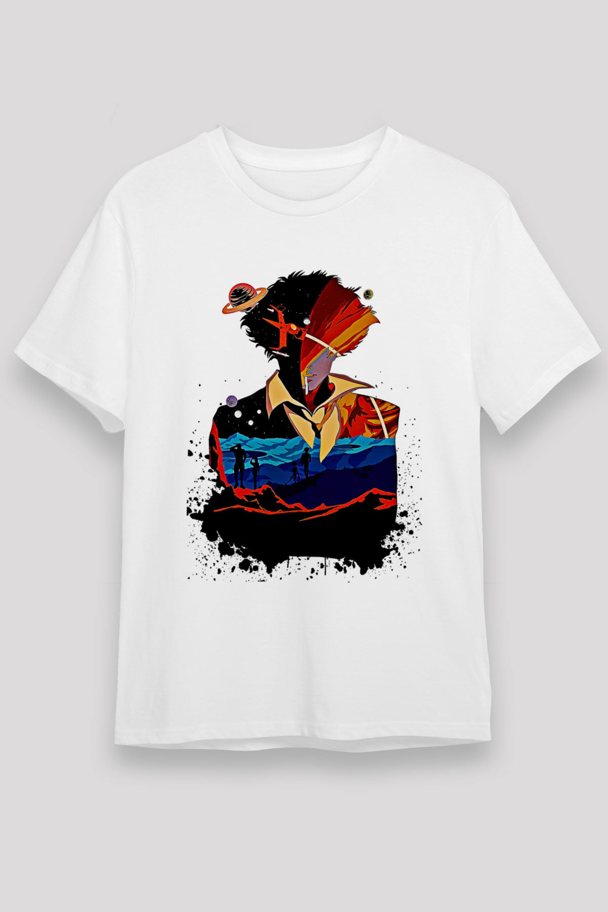 Cowboy Bebop Unisex Baskılı Beyaz Tişört - Tshirt