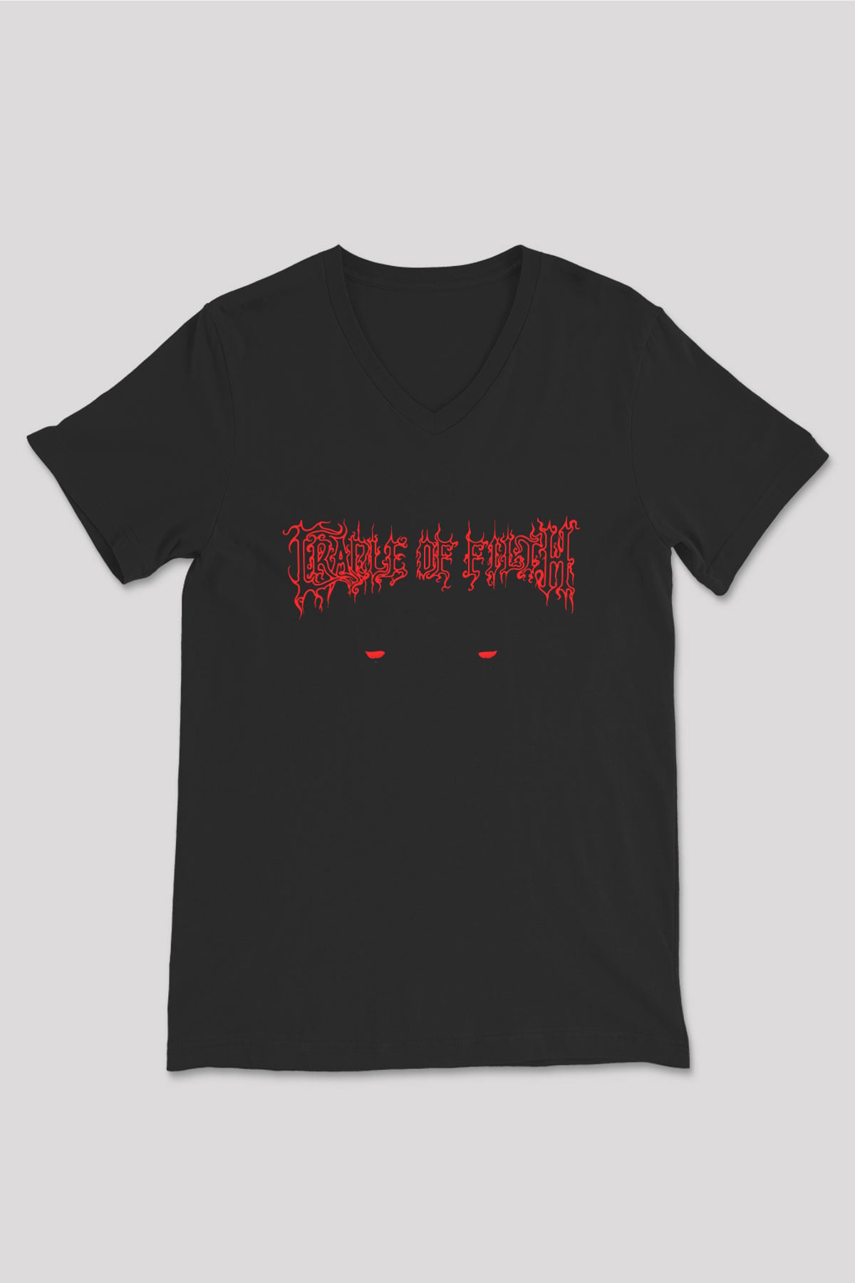 Cradle of filth Baskılı Unisex Siyah V Yaka Tişört - Tshirt