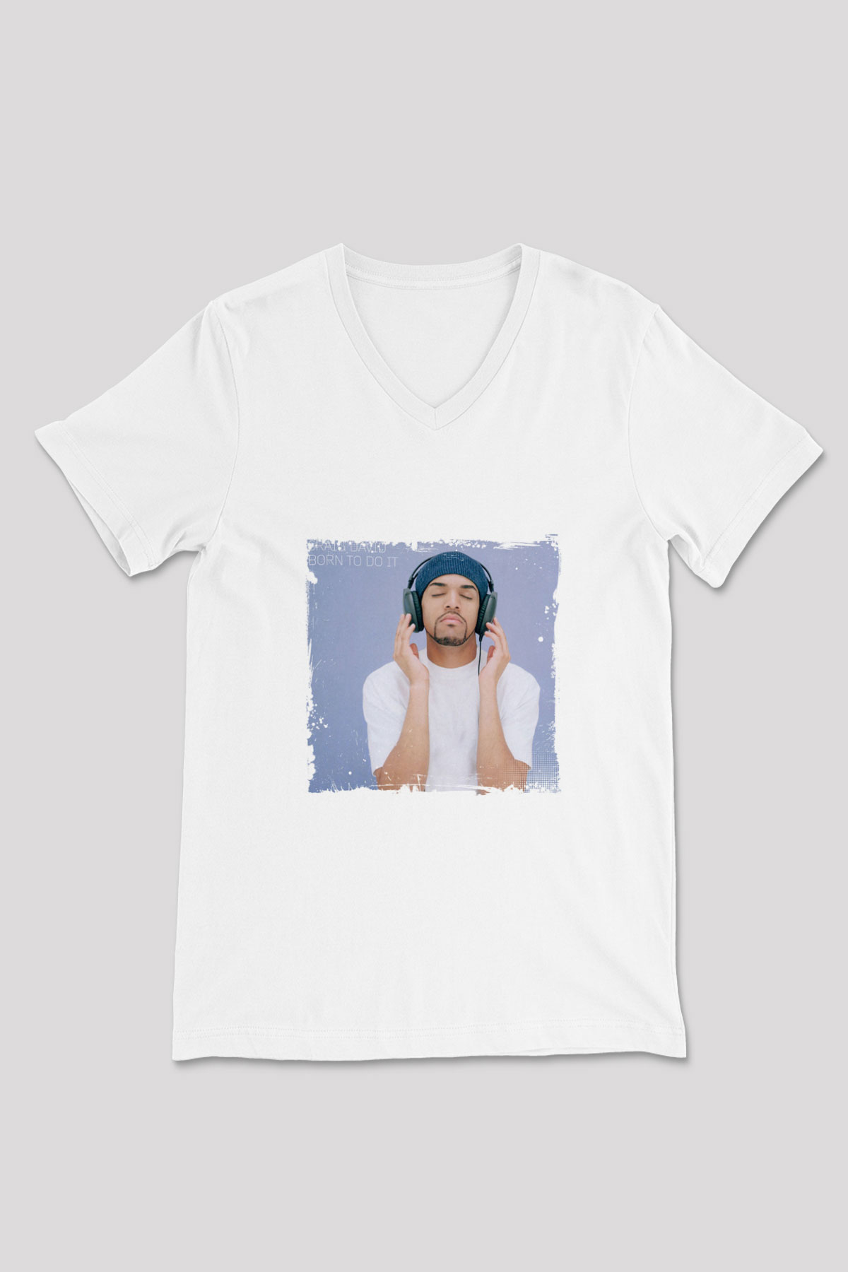 Craig David Baskılı Beyaz V Yaka Unisex Tişört