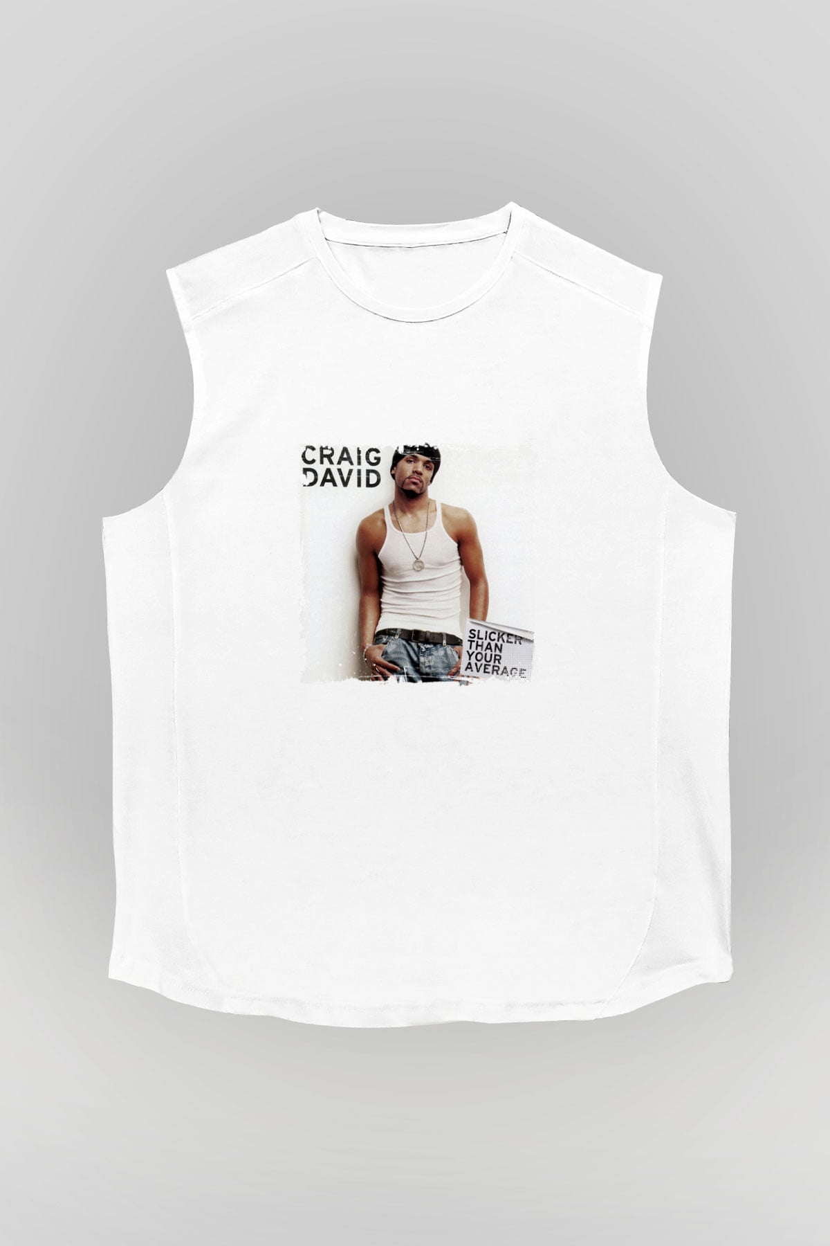 Craig David Baskılı Unisex Beyaz Kolsuz Tişört