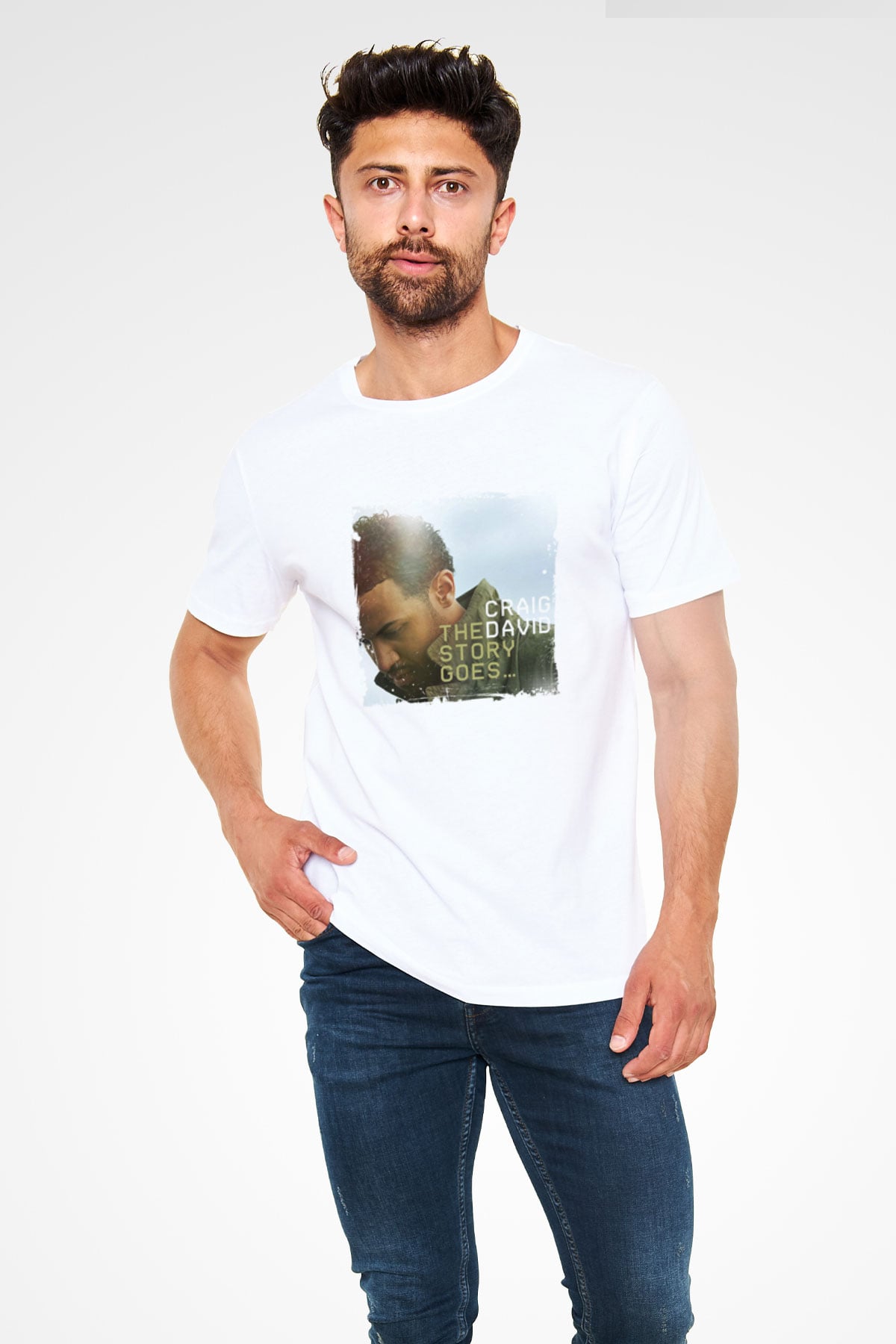 Craig David Baskılı Unisex Beyaz Tişört