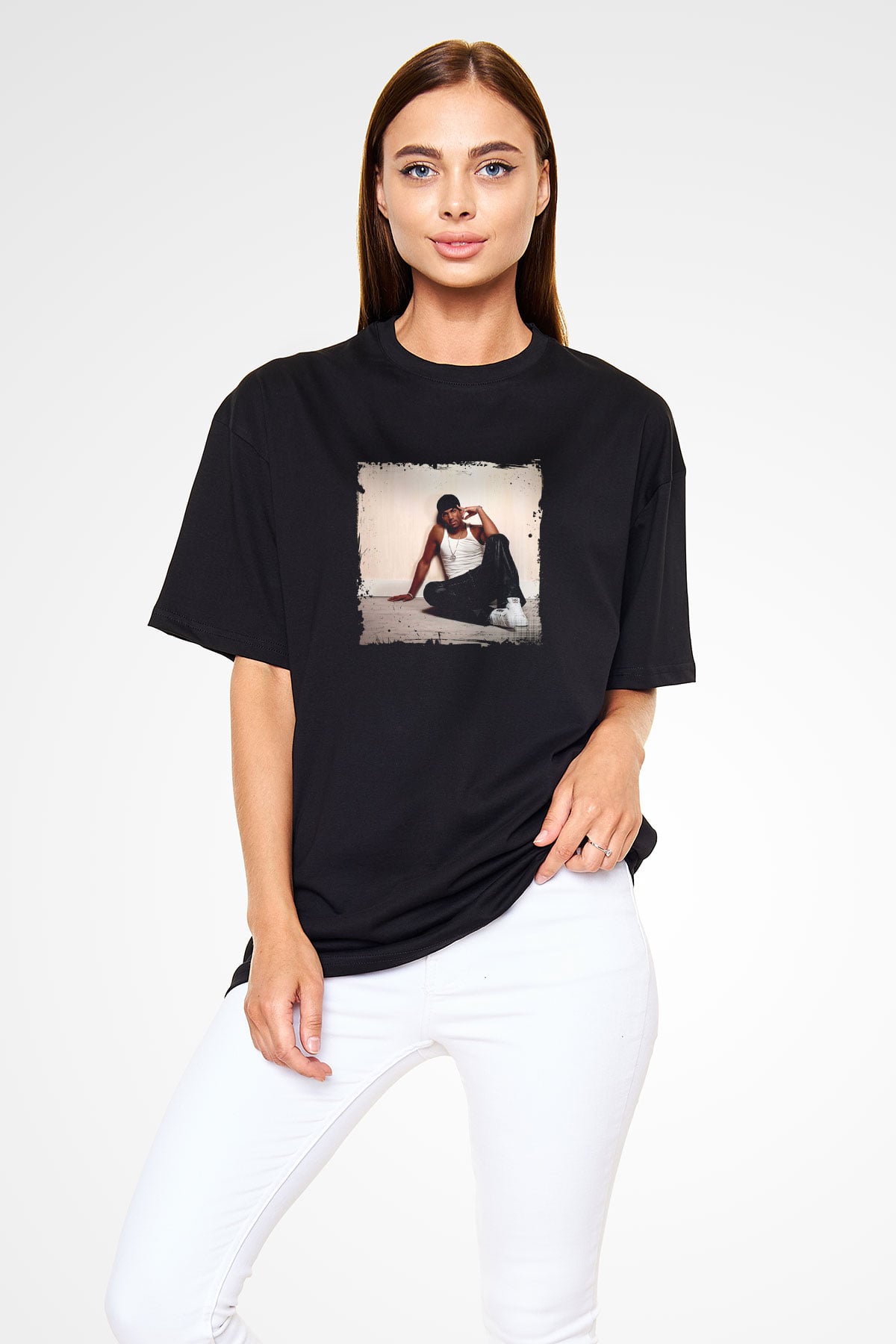 Craig David Baskılı Unisex Oversize Siyah Tişört