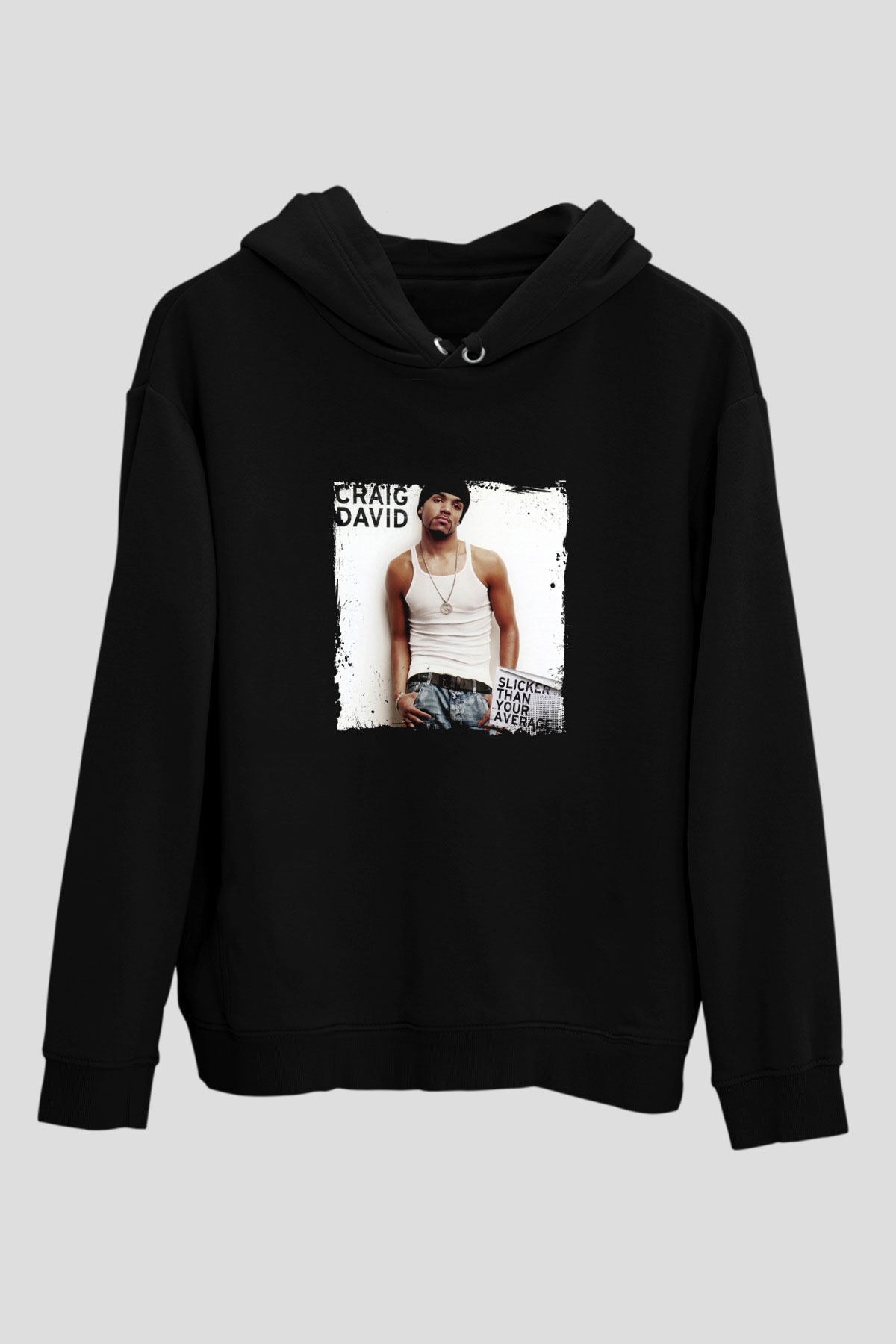 Craig David Baskılı Unisex Siyah Hoodie