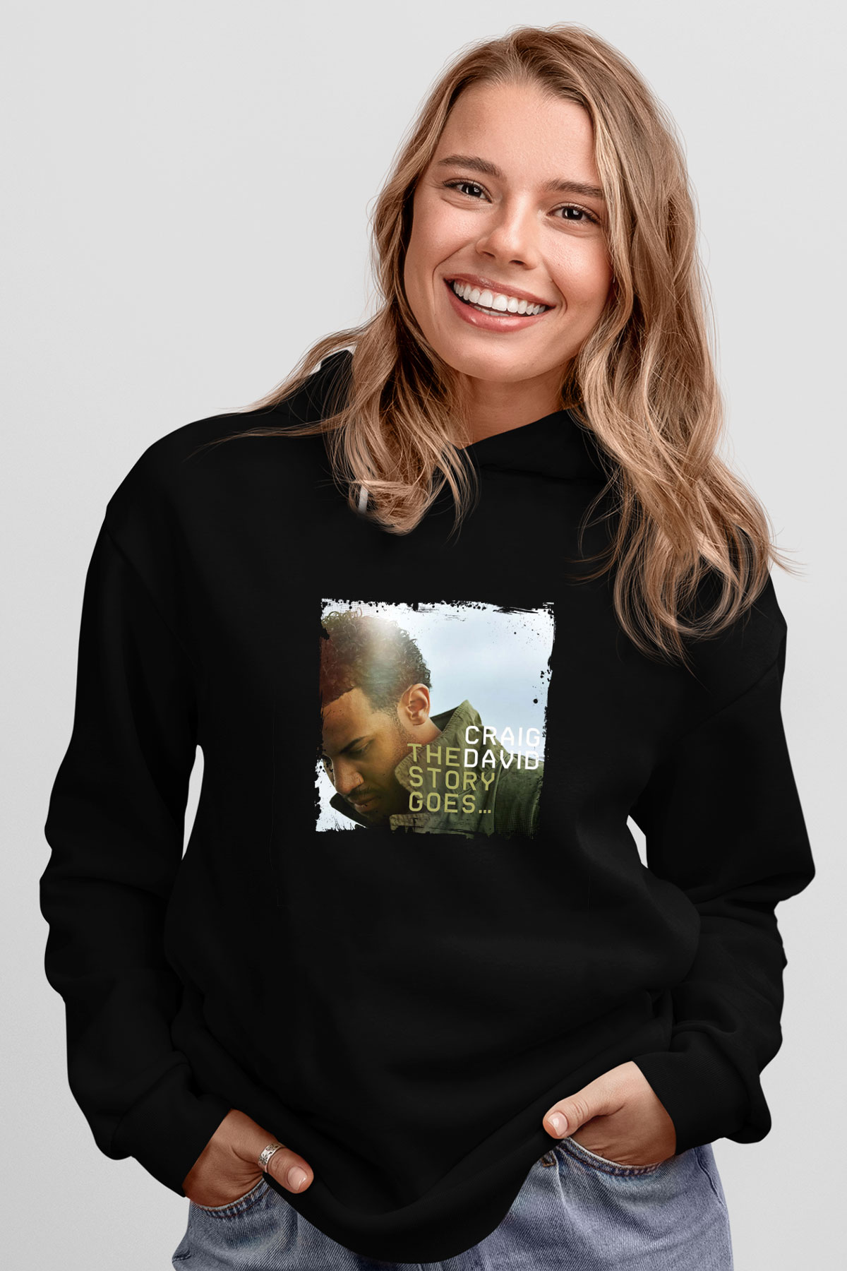 Craig David Baskılı Unisex Siyah Hoodie