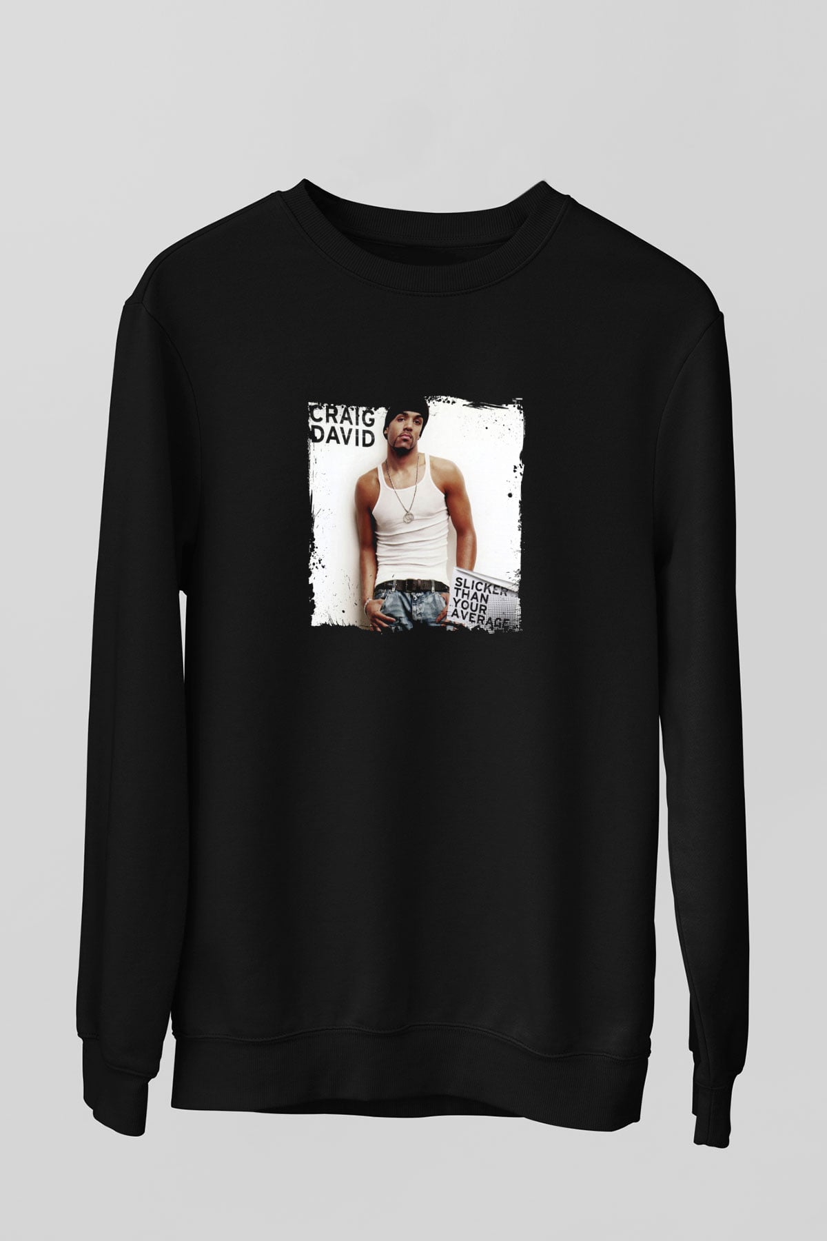 Craig David Baskılı Unisex Siyah Sweatshirt
