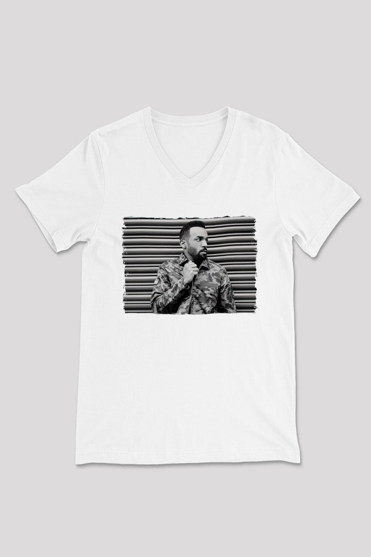 Craig David Beyaz Unisex V Yaka Tişört