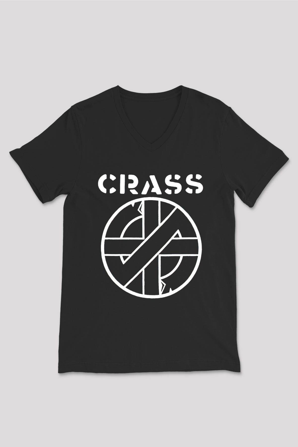 Crass Siyah Unisex V Yaka Tişört