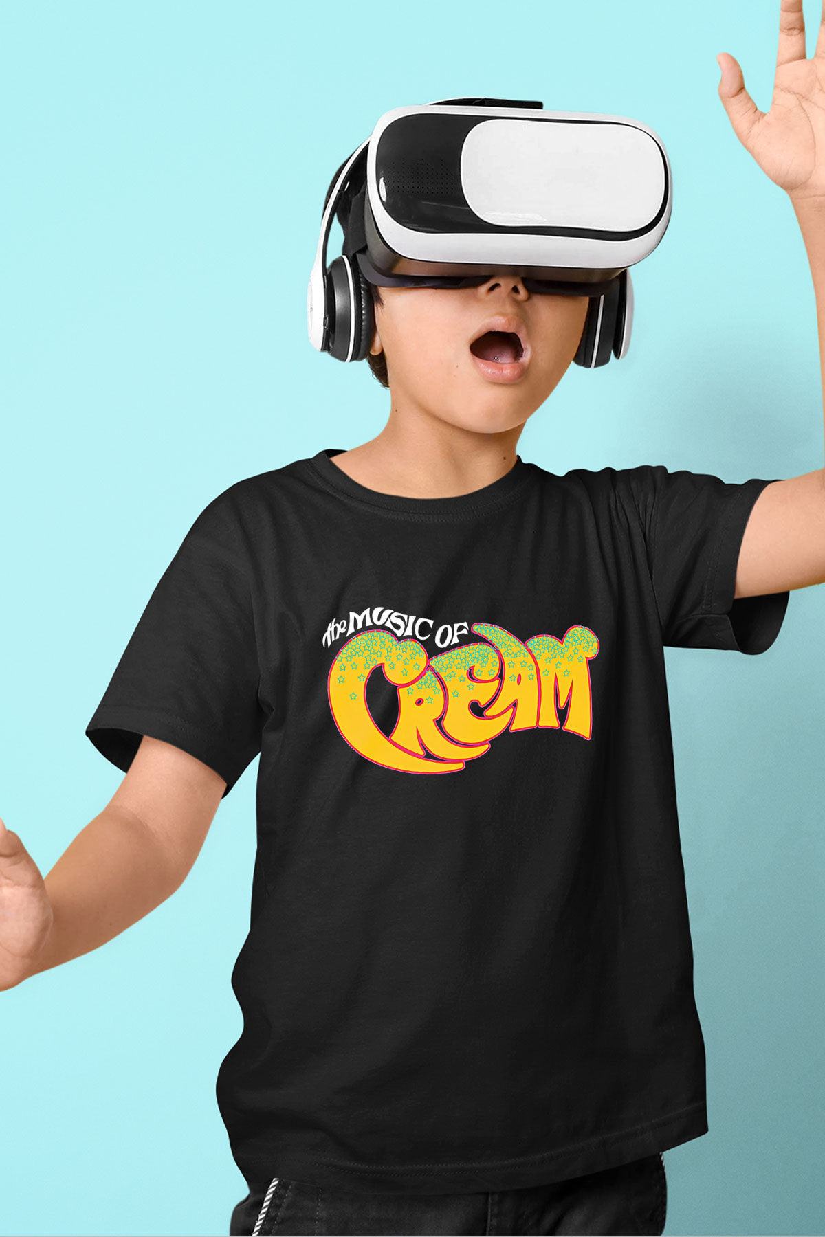 Cream Baskılı Unisex Siyah Çocuk Tişört - Tshirt