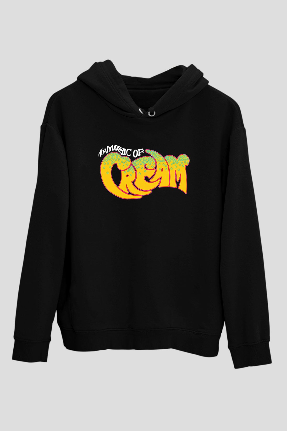 Cream Baskılı Unisex Siyah Kapüşonlu Sweatshirt