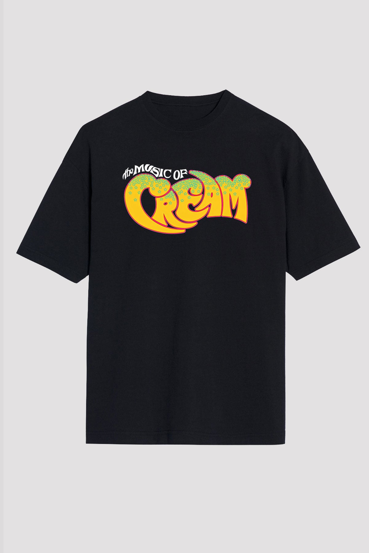 Cream Baskılı Unisex Siyah Oversize Tişört - Tshirt