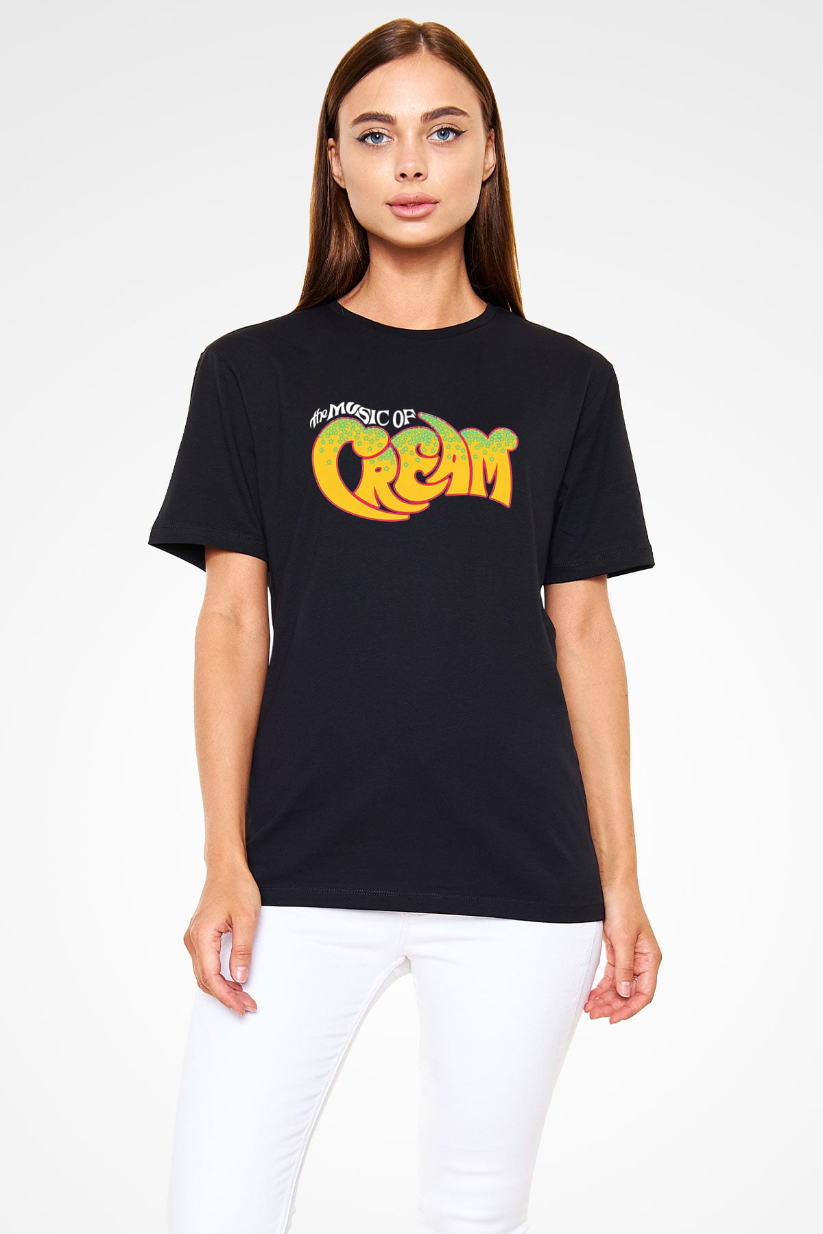 Cream Baskılı Unisex Siyah Tişört - Tshirt