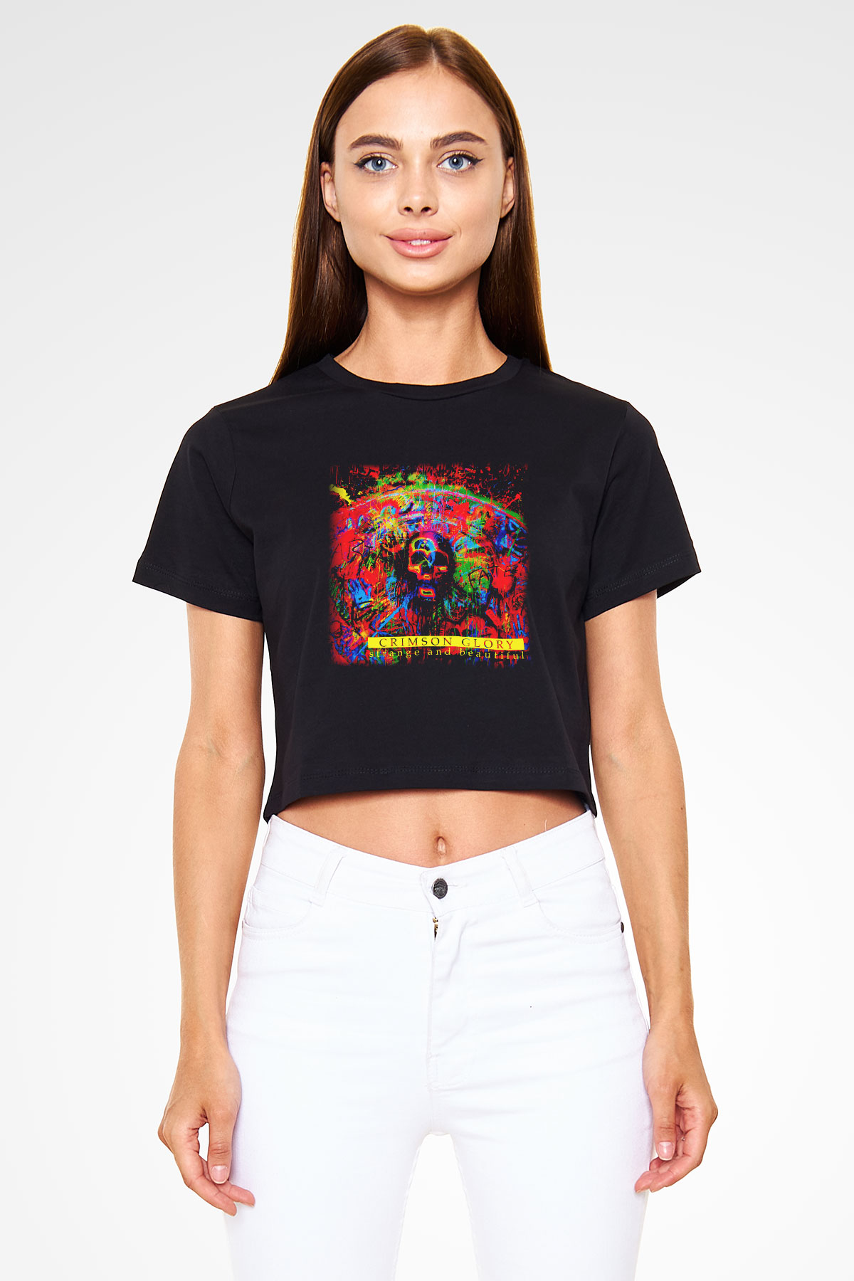 Crimson Glory Siyah Crop Top Tişört