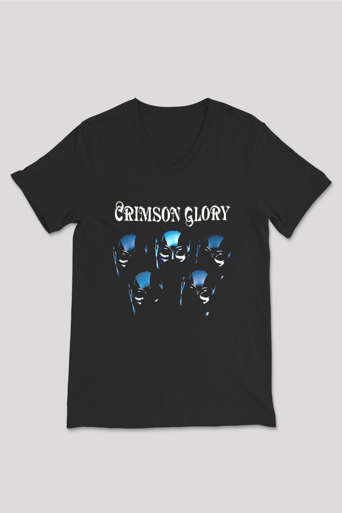 Crimson Glory Siyah Unisex V Yaka Tişört