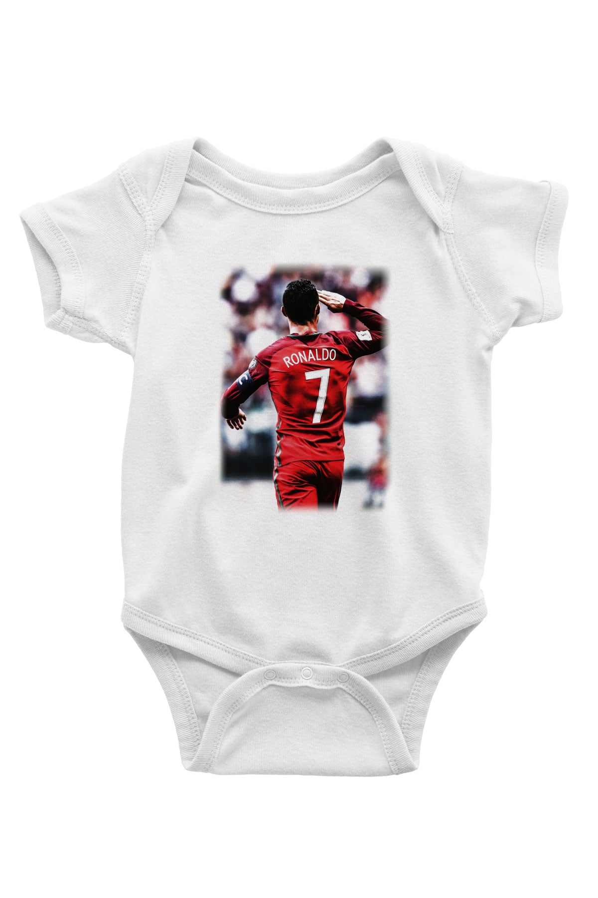 Cristiano Ronaldo Baskılı Beyaz Unisex Bebek Body - Zıbın