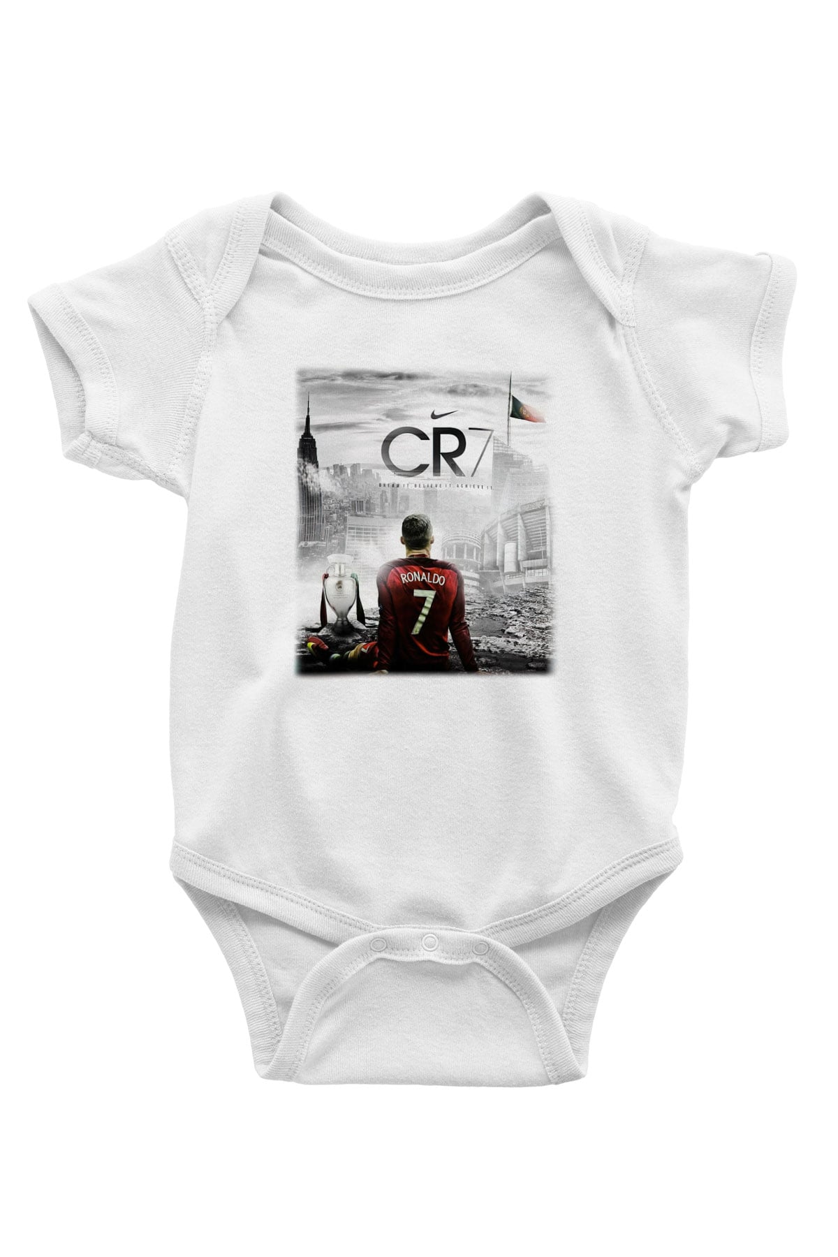 Cristiano Ronaldo Baskılı Beyaz Unisex Bebek Body - Zıbın