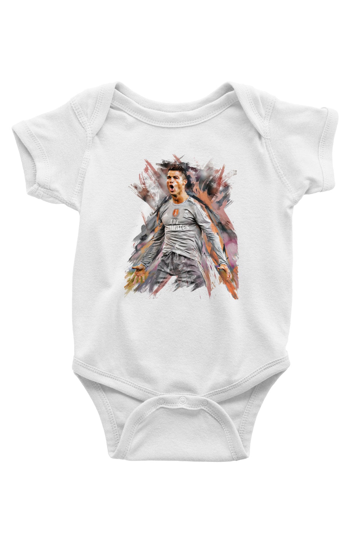 Cristiano Ronaldo Baskılı Beyaz Unisex Bebek Body - Zıbın