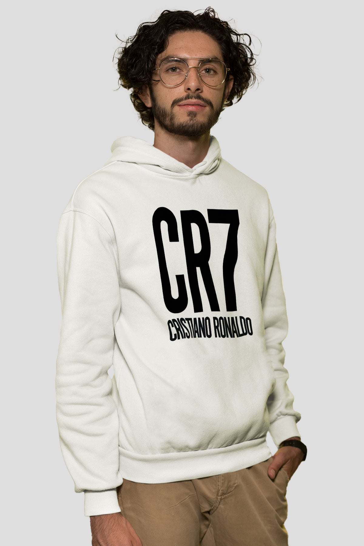 Cristiano Ronaldo Beyaz Unisex Kapşonlu Sweatshirt