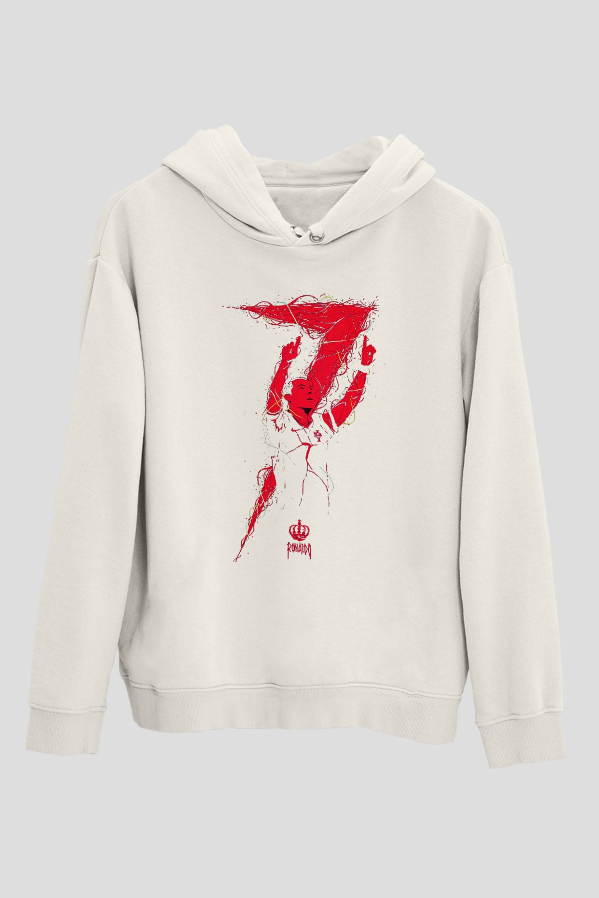 Cristiano Ronaldo Beyaz Unisex Kapşonlu Sweatshirt