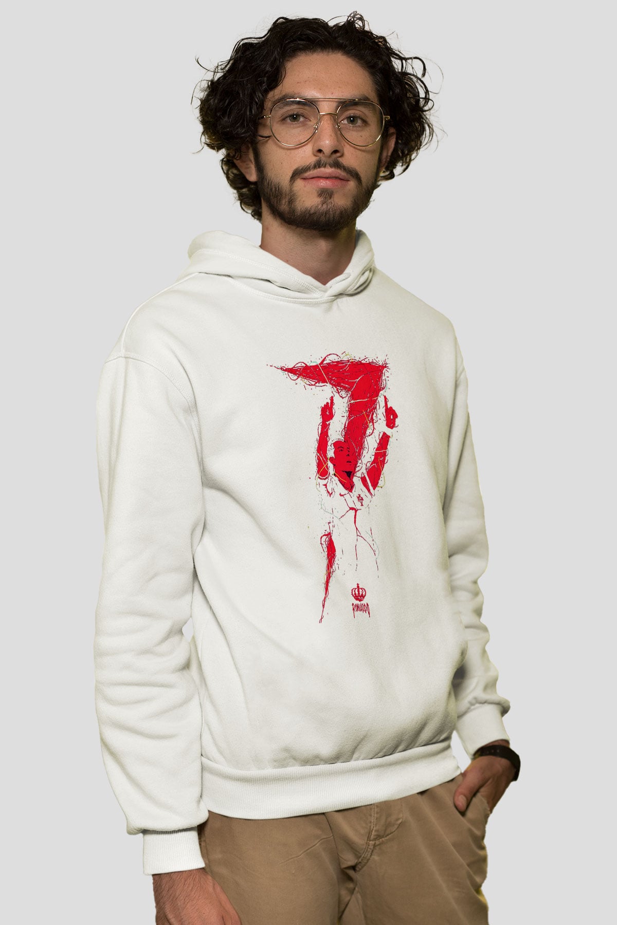 Cristiano Ronaldo Beyaz Unisex Kapşonlu Sweatshirt