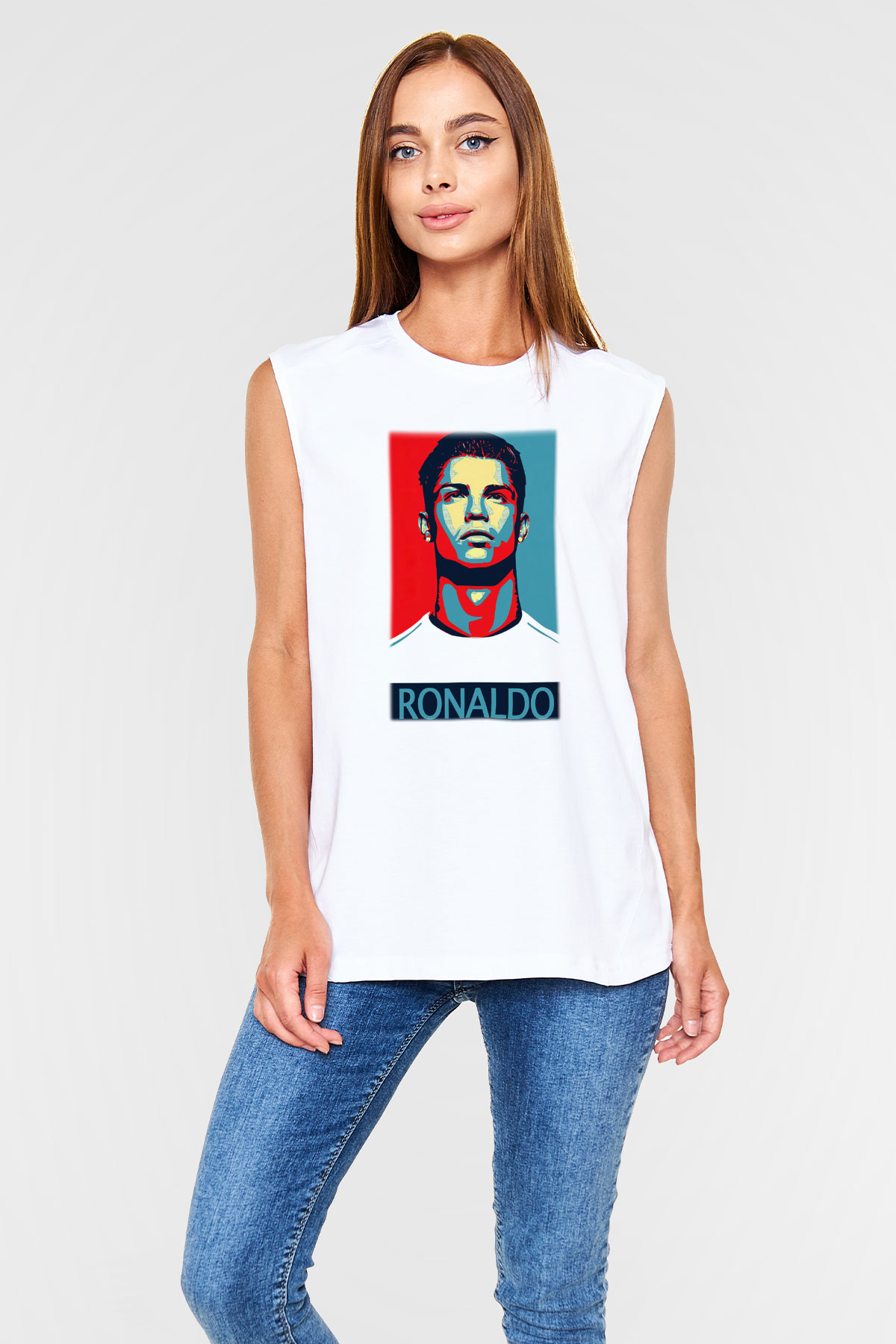 Cristiano Ronaldo Beyaz Unisex Kolsuz Tişört