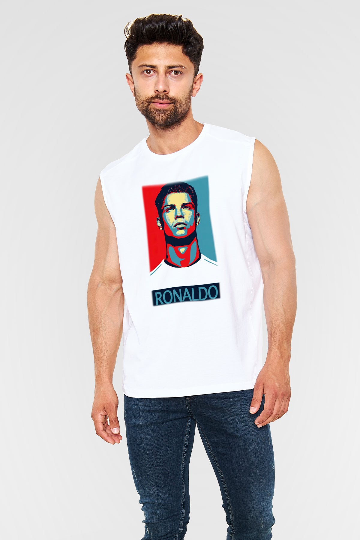 Cristiano Ronaldo Beyaz Unisex Kolsuz Tişört