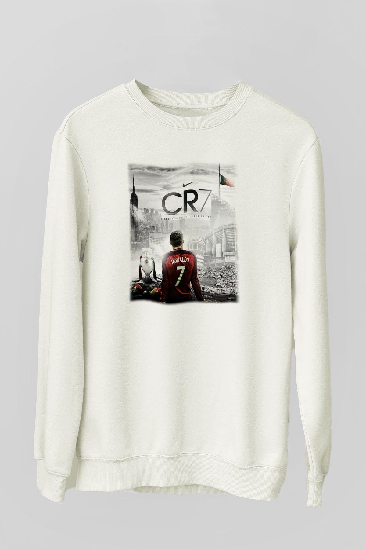 Cristiano Ronaldo Beyaz Unisex Sweatshirt