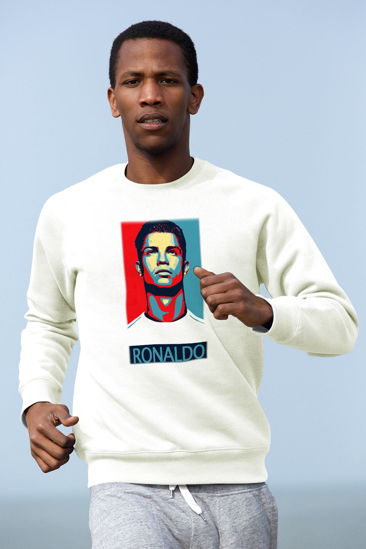 Cristiano Ronaldo Beyaz Unisex Sweatshirt