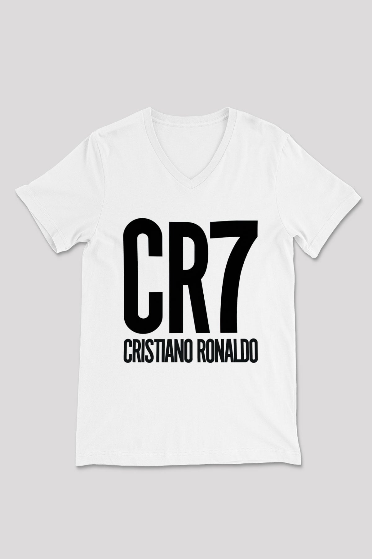 Cristiano Ronaldo Beyaz Unisex V Yaka Tişört T-Shirt