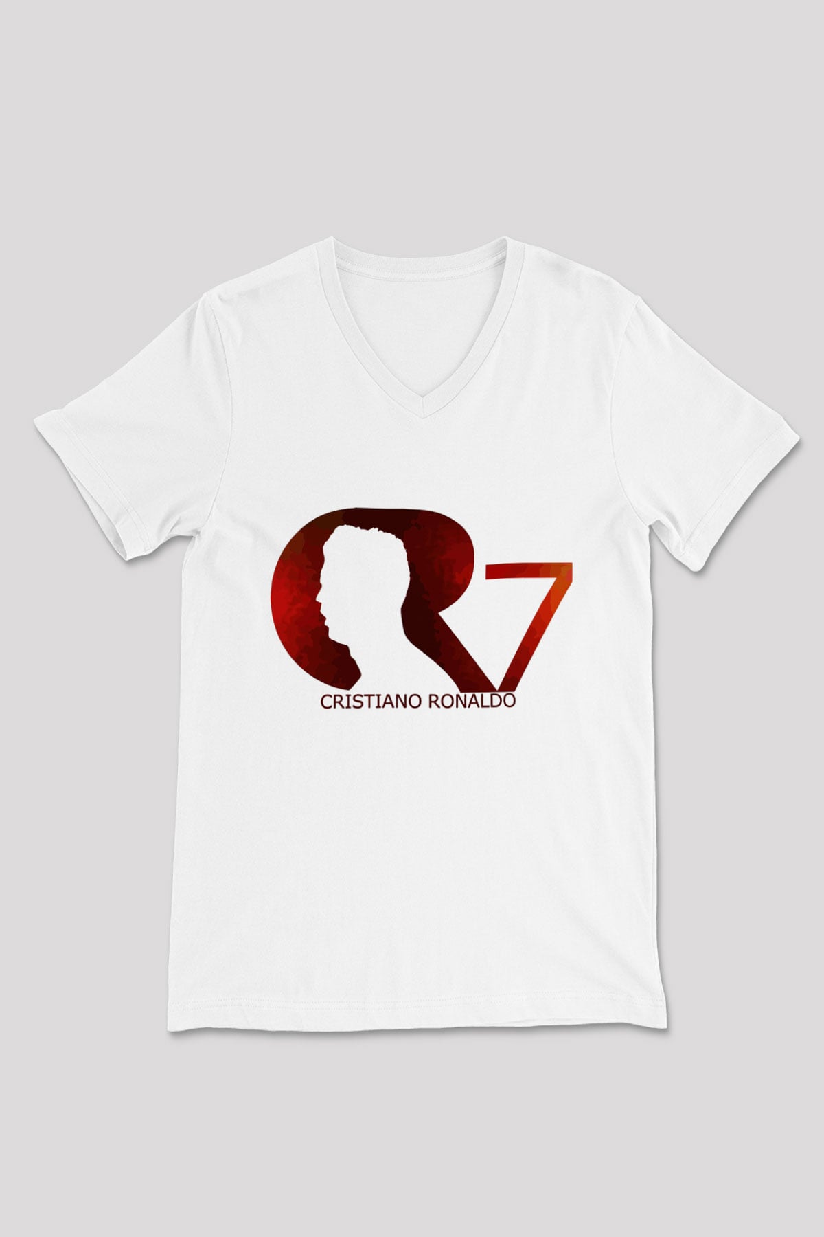 Cristiano Ronaldo Beyaz Unisex V Yaka Tişört T-Shirt