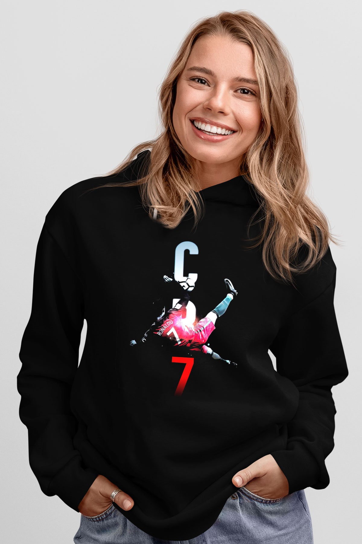 Cristiano Ronaldo Siyah Unisex Hoodie