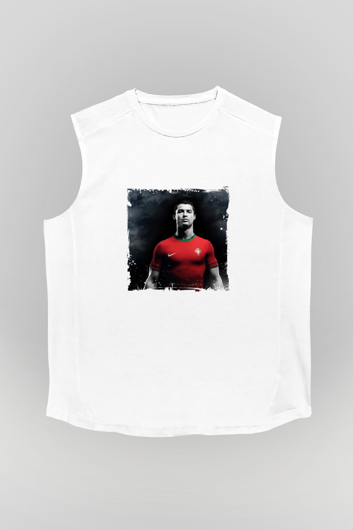 Cristiano Ronaldo Unisex Baskılı Beyaz Kolsuz Tişört