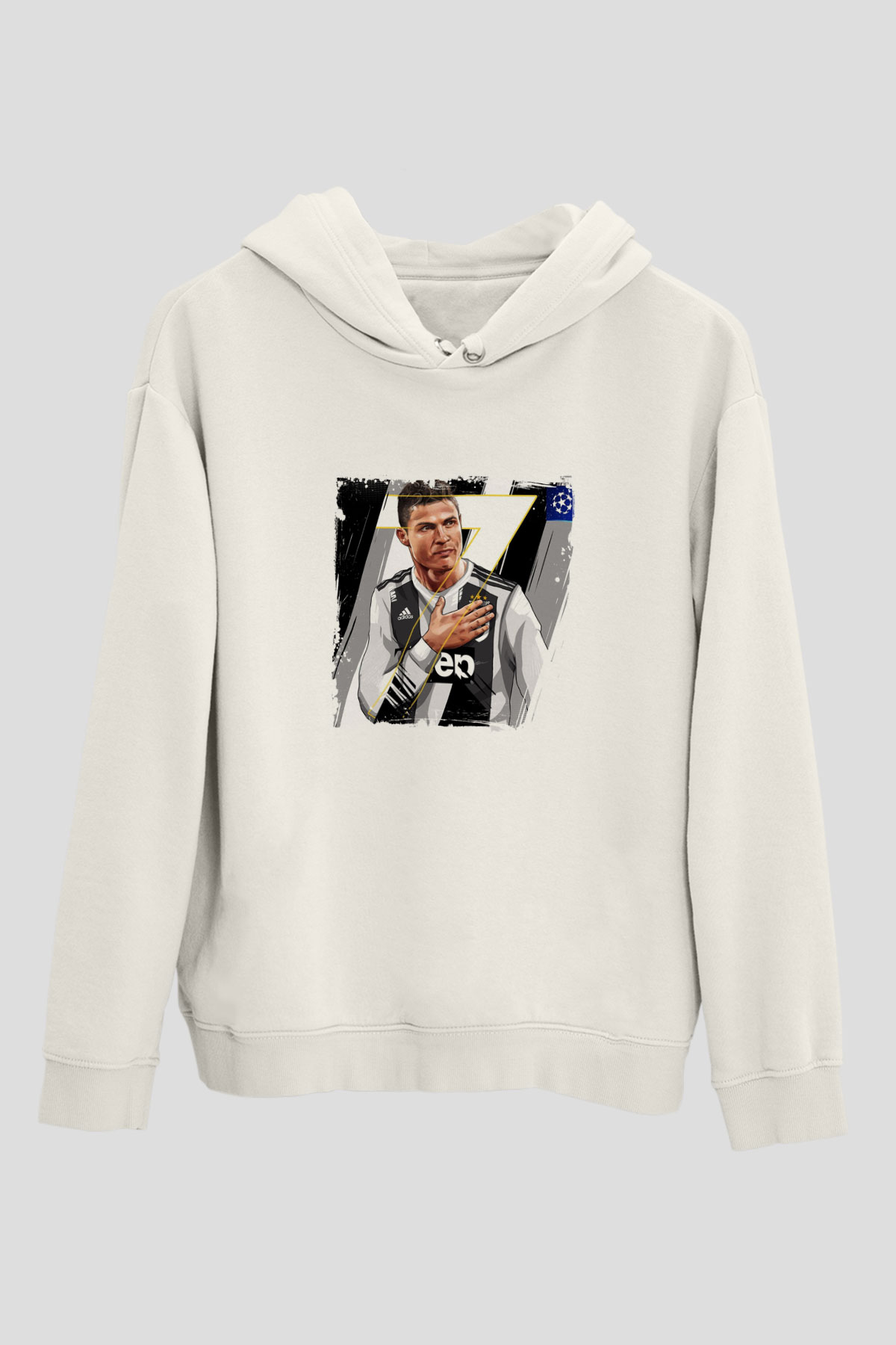 Cristiano Ronaldo Unisex Baskılı Beyaz Kapüşonlu Sweatshirt